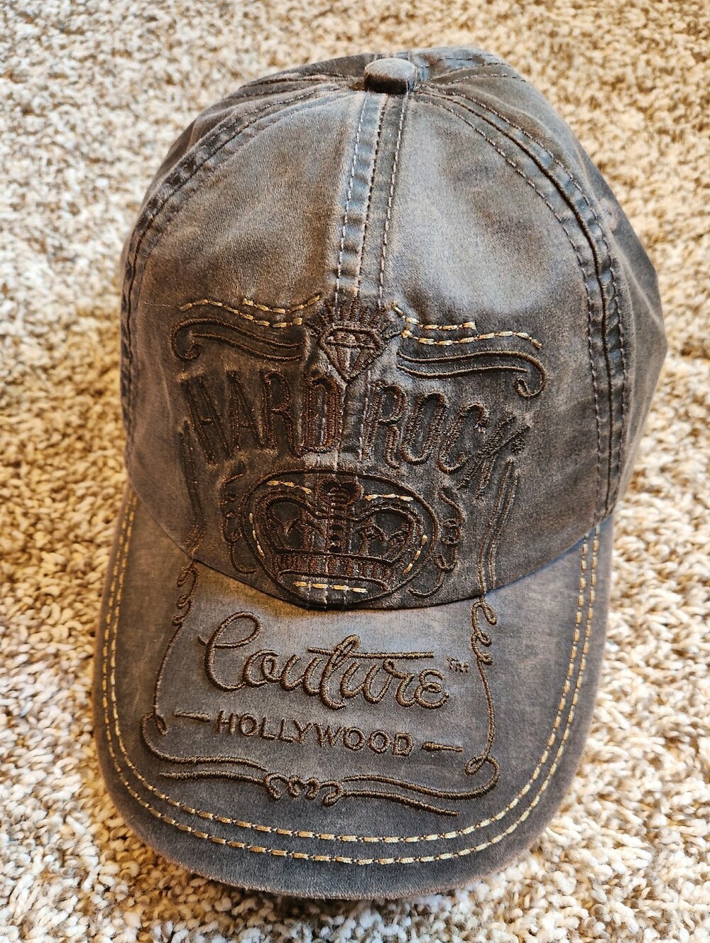 Hard Rock Couture Unisex Faux Suede Embroidered Baseball Cap